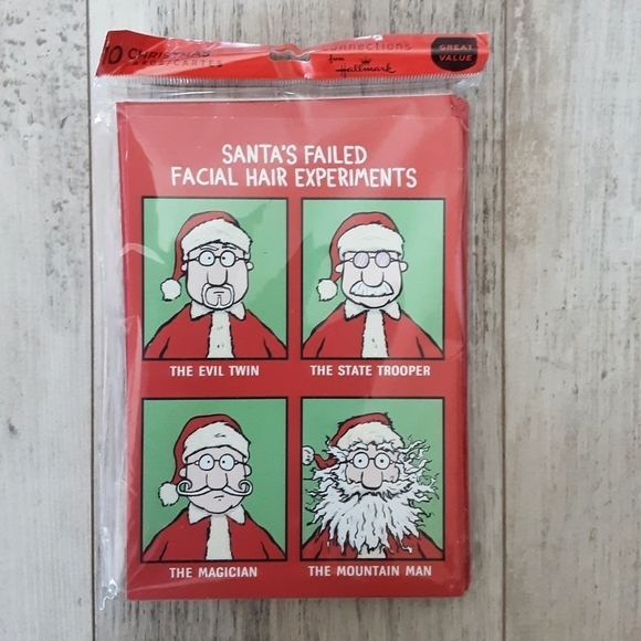 Christmas Cards set of 10 "Hairy Christmas" Santa Beard - Picture 1 of 2